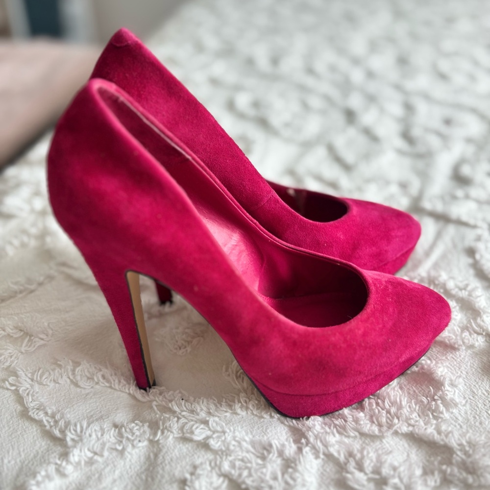 Elegant Pink Suede Women's Heels